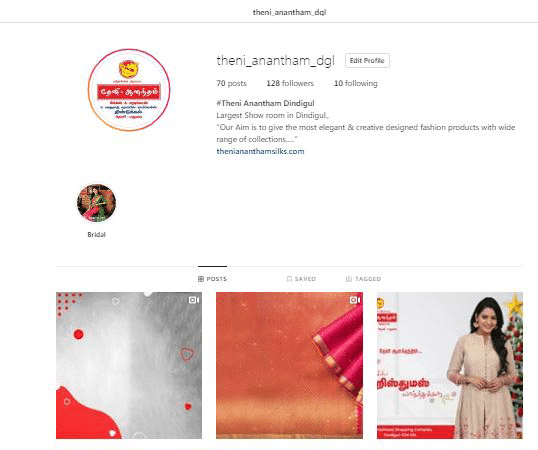 Theni Anantham Instagram Page Optimization